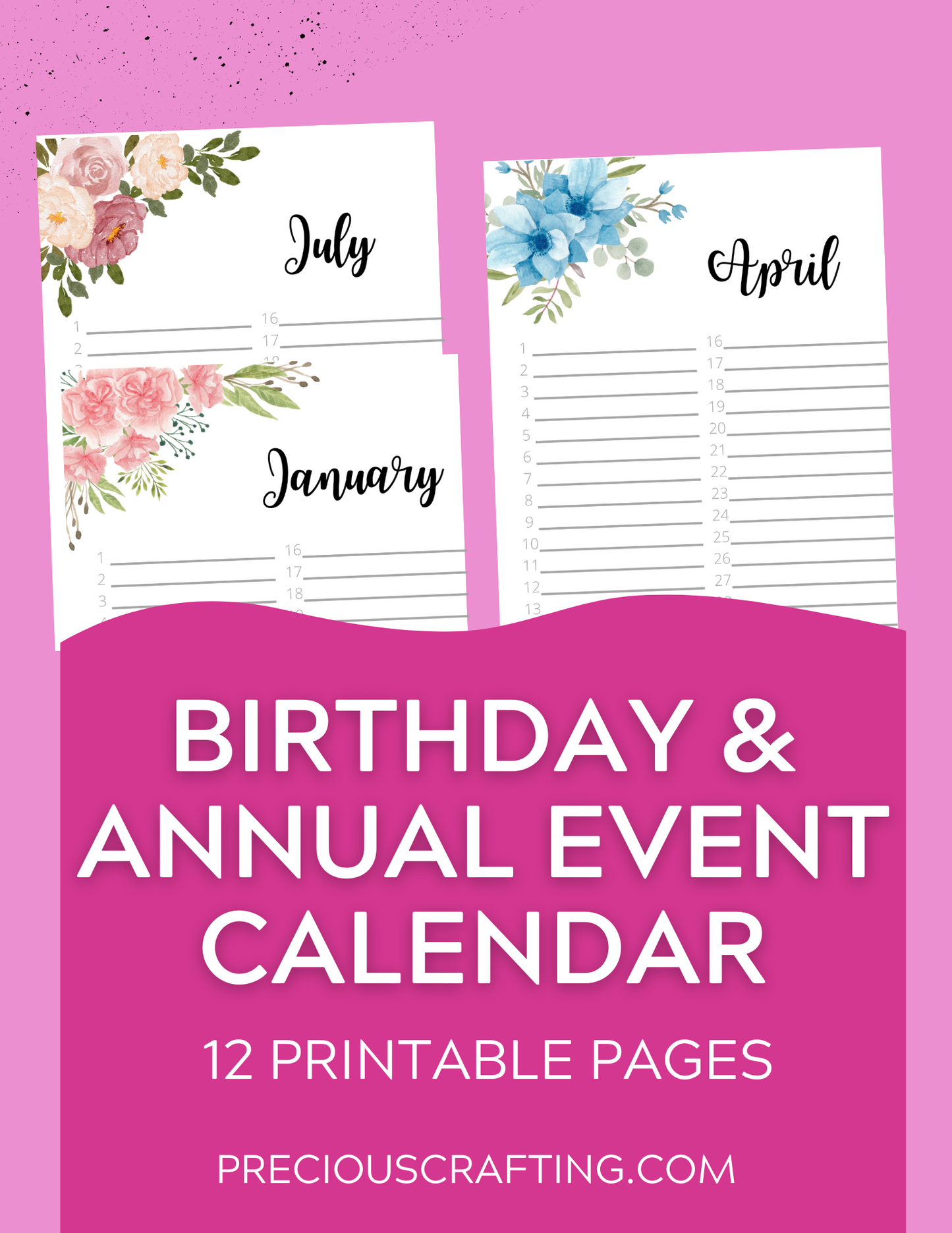 Printable Birthdays & Annual Event Calendar