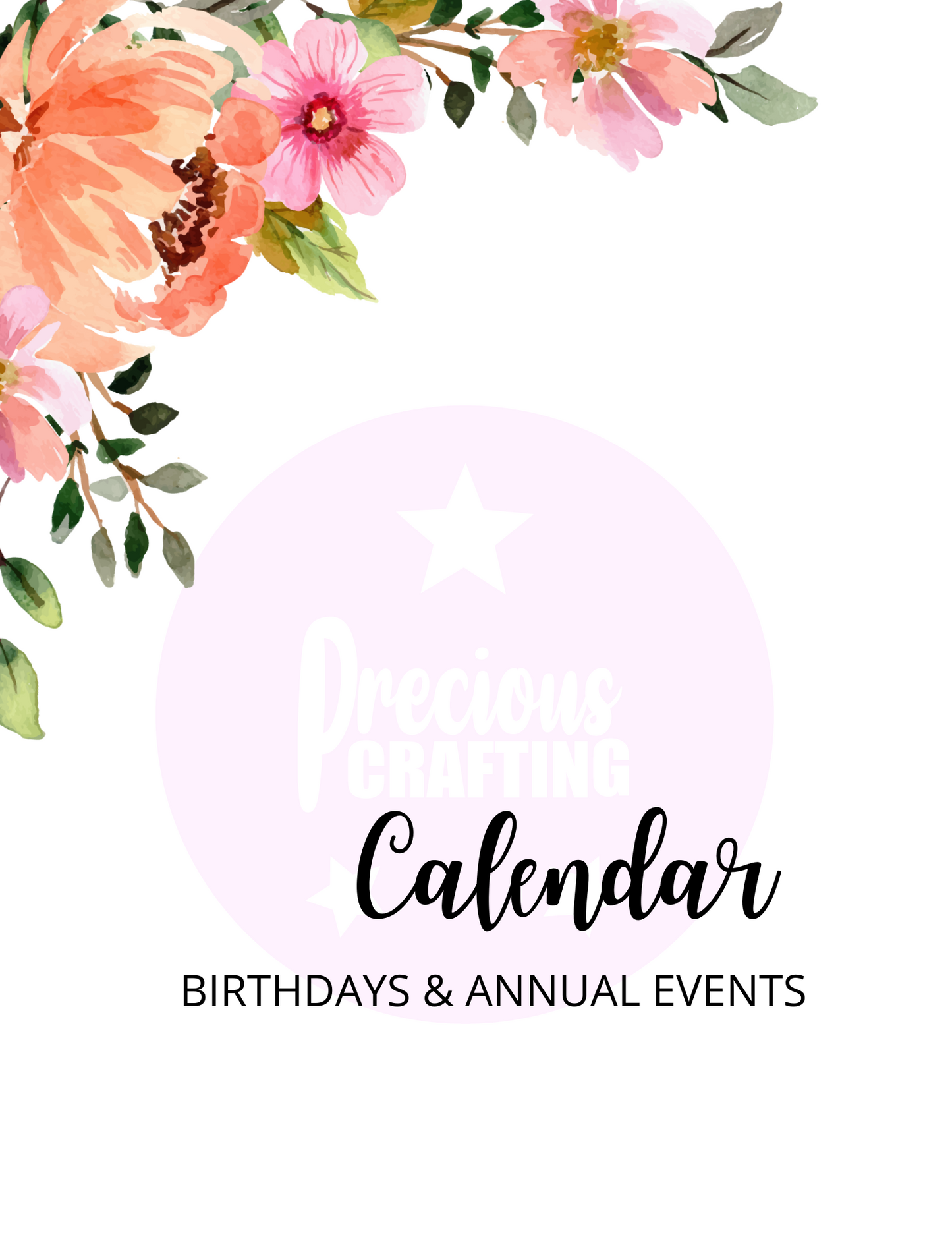 Printable Birthdays & Annual Event Calendar