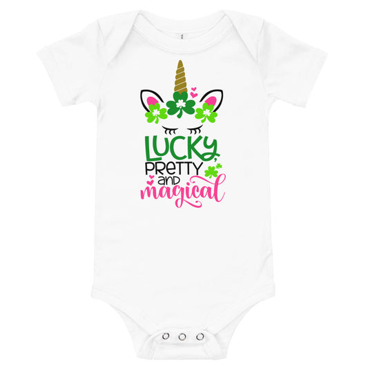 Lucky Pretty and Magical Onesie - St. Patrick's Day Baby short sleeve one piece