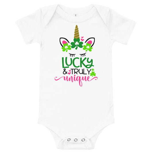 Lucky & Truly Unique Onesie - St. Patrick's Day Baby short sleeve one piece