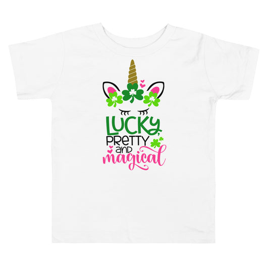 Lucky Pretty and Magical - St. Patrick's Day Toddler Short Sleeve Tee