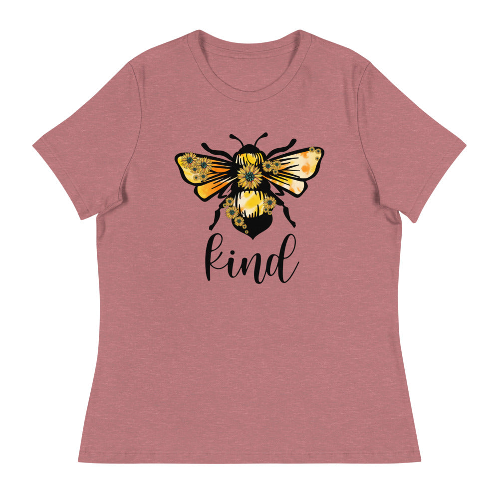 Be Kind - Large Bee Kind Sunflower Shirt - Women's Relaxed T-Shirt