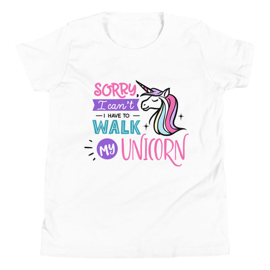 Sorry, I can’t, I have to walk my Unicorn - Youth Short Sleeve T-Shirt